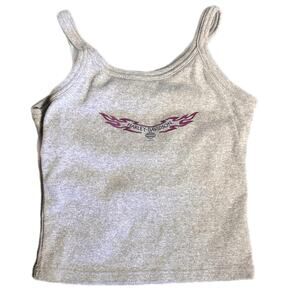 2002 y2k Harley Davidson grey tank with pink flames (small)